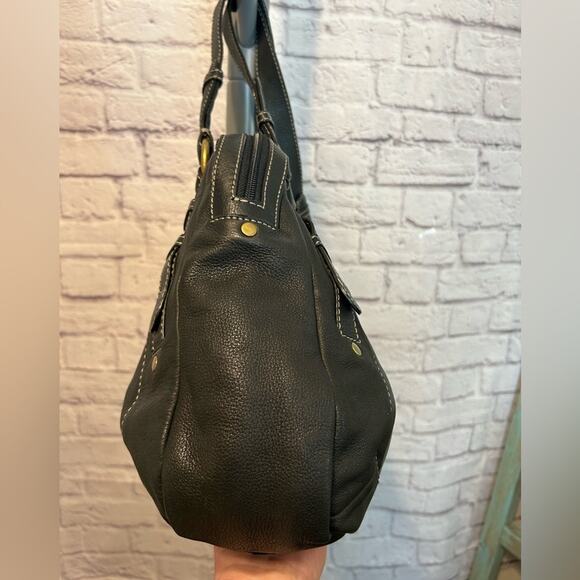 Fossil Black Shoulder Bag with contrasting stitching Western Bohemian Like New - Picture 6 of 8